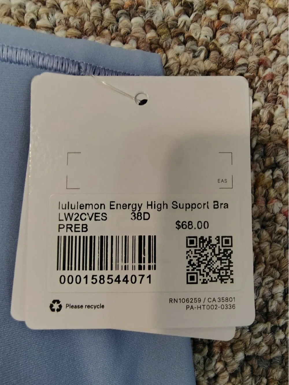 Lululemon Energy Bra *High Support Prep Blue 38D New